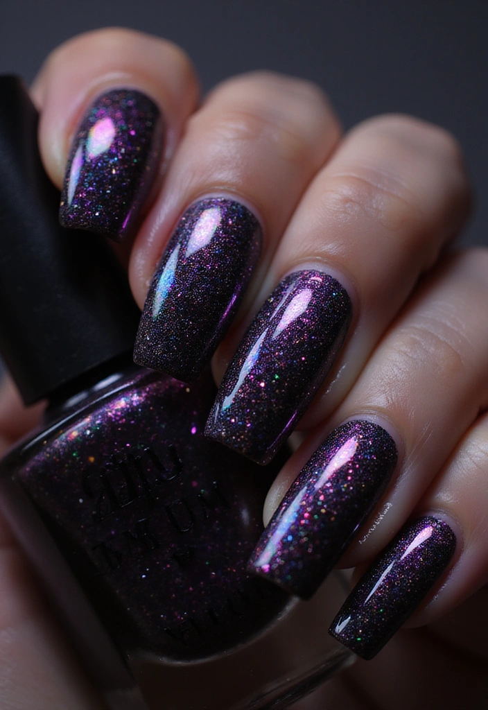 20 Chic Fuchsia and Black Nail Designs That Will Elevate Your Manicure Game! - 15. Fuchsia and Black Holographic Nails