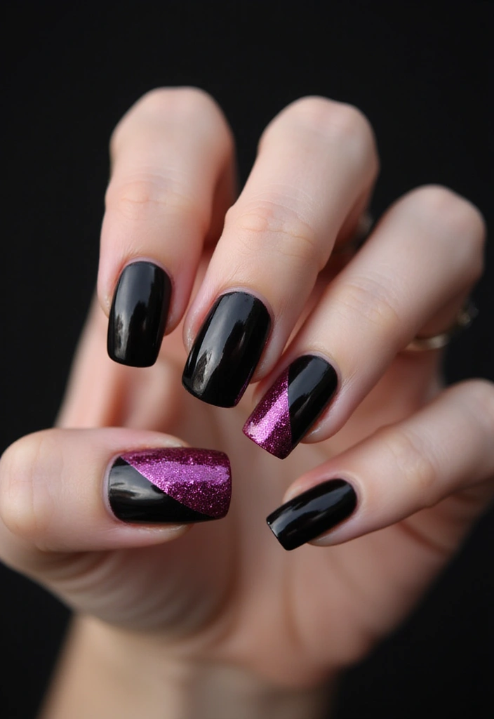 20 Chic Fuchsia and Black Nail Designs That Will Elevate Your Manicure Game! - 4. Fuchsia Glitter Accents