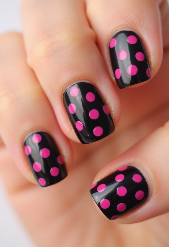 20 Chic Fuchsia and Black Nail Designs That Will Elevate Your Manicure Game! - 8. Fuchsia Dot Patterns