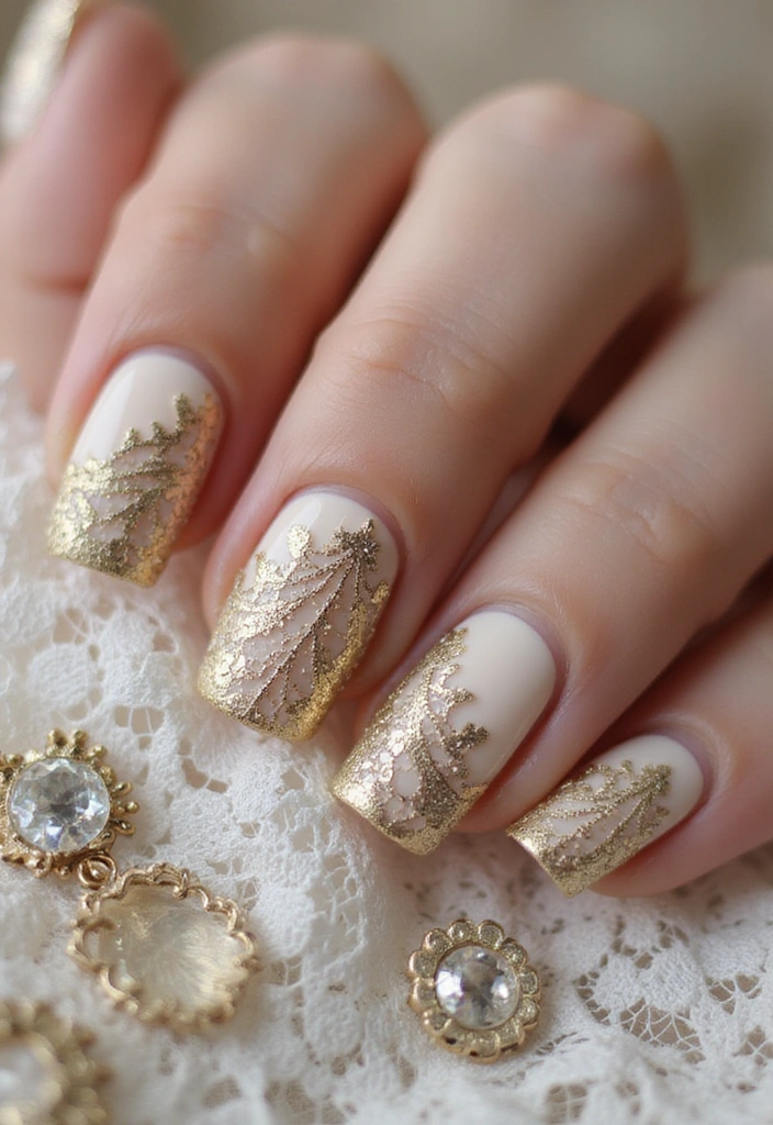 20 Elegant Nail Designs for Weddings That Will Leave You Speechless! - 19. Vintage Glam