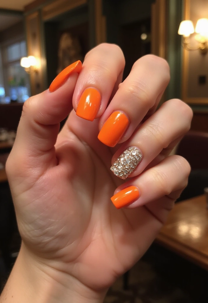 20 Stunning Orange Nail Designs for 2025 That'll Leave You Speechless! - 12. Dazzling Rhinestone Accents