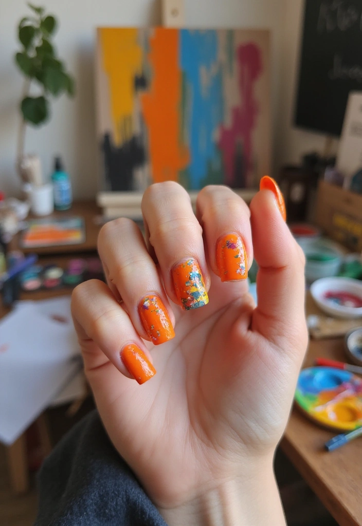 20 Stunning Orange Nail Designs for 2025 That'll Leave You Speechless! - 16. Artistic Brush Strokes