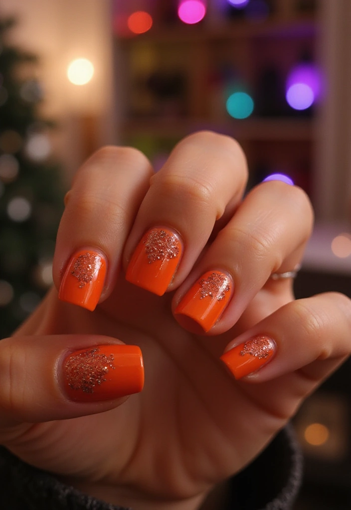 20 Stunning Orange Nail Designs for 2025 That'll Leave You Speechless! - 5. Sparkling Glitter Tips