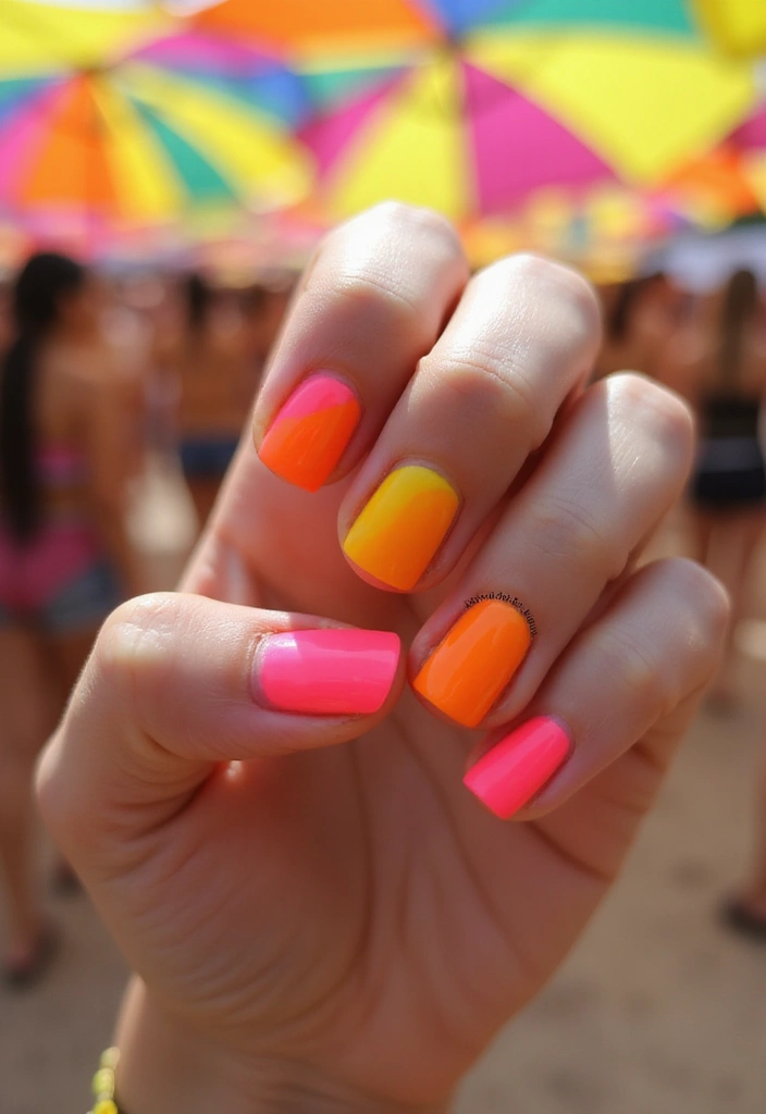 20 Stunning Orange Nail Designs for 2025 That'll Leave You Speechless! - 9. Bright Neon Layers