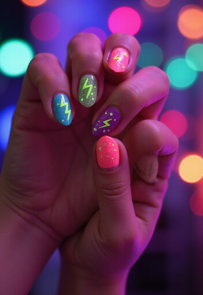 20 Stunning Prom Nail Designs for 2025 That Will Steal the Show (You Won't Believe #12!) - 17. Neon Lights