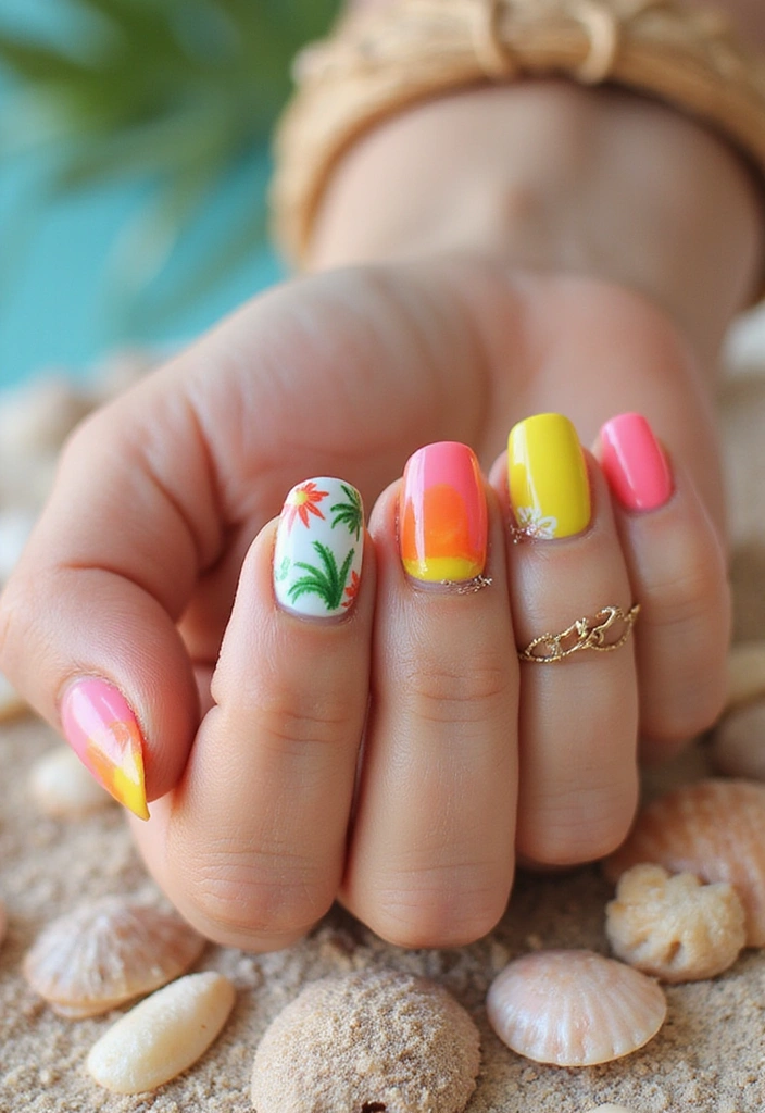 20 Stunning Prom Nail Designs for 2025 That Will Steal the Show (You Won't Believe #12!) - 9. Tropical Vibes