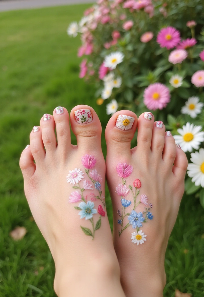 20 Stunning Spring Toes Designs for 2025 That Will Make You Want to Show Off Your Feet! - 1. Floral Fantasy