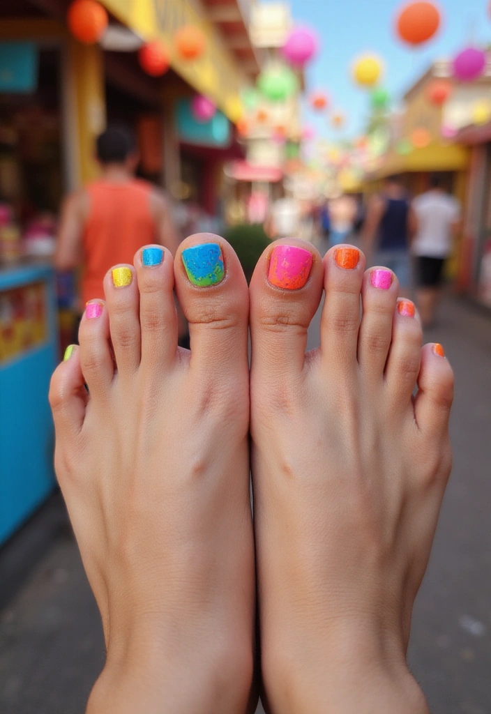 20 Stunning Spring Toes Designs for 2025 That Will Make You Want to Show Off Your Feet! - 18. Bright Color Splash