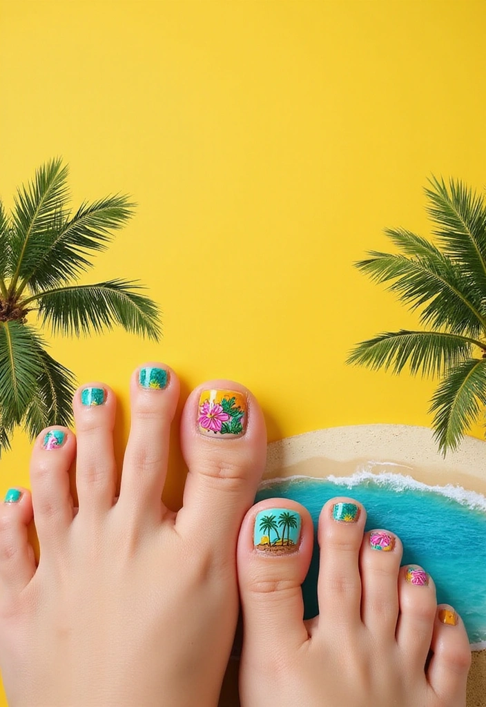 20 Stunning Spring Toes Designs for 2025 That Will Make You Want to Show Off Your Feet! - 4. Tropical Vibes