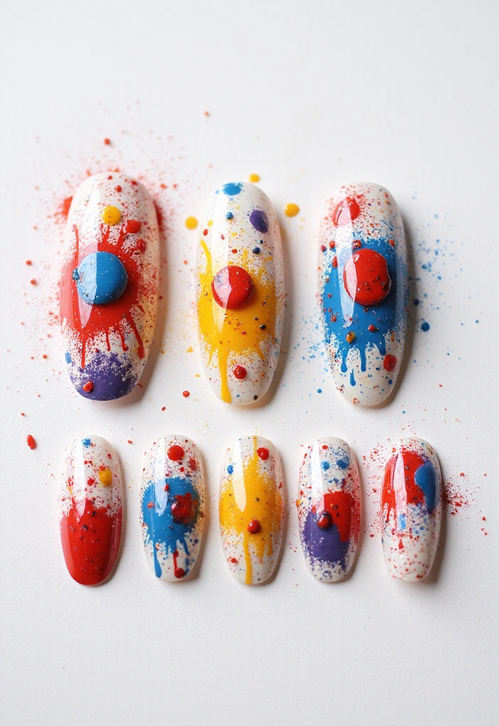 20 Trendy Abstract Art Nails You Need to Try This Season (Get Ready to Stand Out!) - 15. Artistic Splashes
