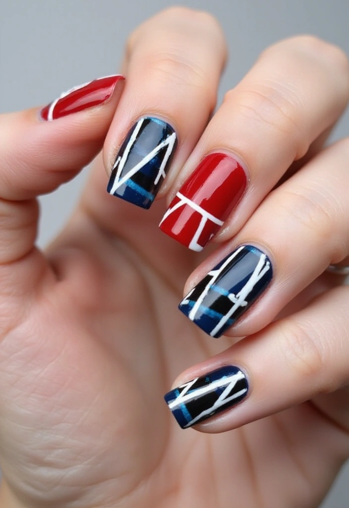 20 Trendy Abstract Art Nails You Need to Try This Season (Get Ready to Stand Out!) - 16. Bold Lines and Shapes