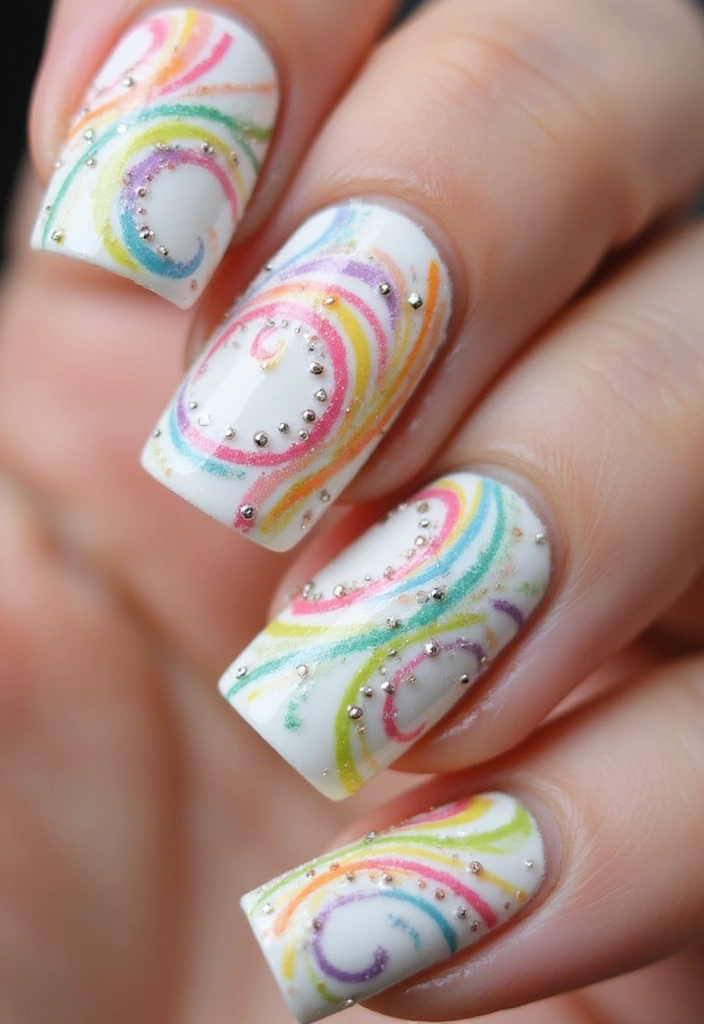 21 Gorgeous Spring 3D Nail Art Ideas to Bloom Your Manicure in 2025! - 5. Radiant Rainbow Swirls