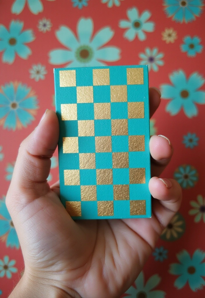21 Gorgeous Turquoise and Gold Nail Designs for 2025 (Glam Up Your Look!) - 14. Turquoise and Gold Checkered Pattern