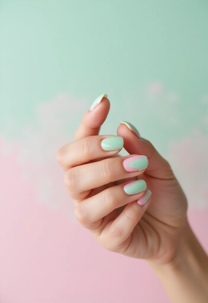 21 Mint Green and Baby Pink Nail Art Ideas You Can't Resist! - 9. Watercolor Effect