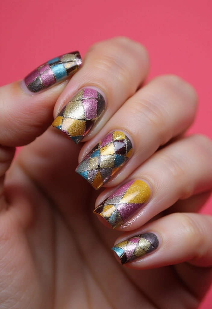 22 Creative Reflective Nail Art Ideas for 2025 That Will WOW Everyone! - 14. Reflective Checkerboard