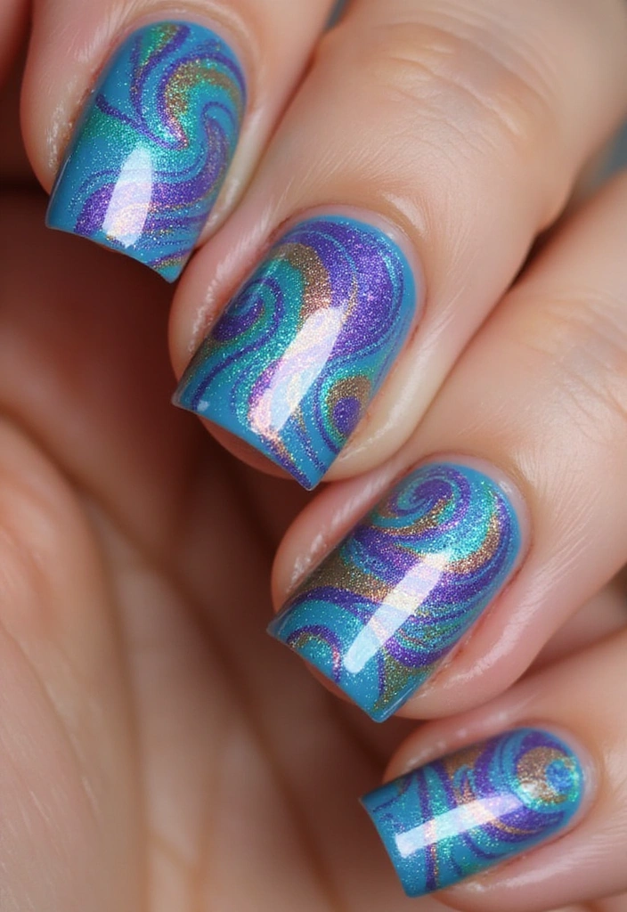22 Creative Reflective Nail Art Ideas for 2025 That Will WOW Everyone! - 17. Reflective Swirls and Curls