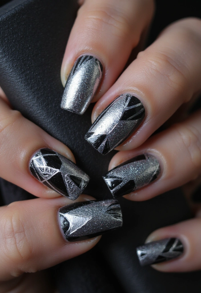 22 Creative Reflective Nail Art Ideas for 2025 That Will WOW Everyone! - 2. Reflective Geometric Patterns