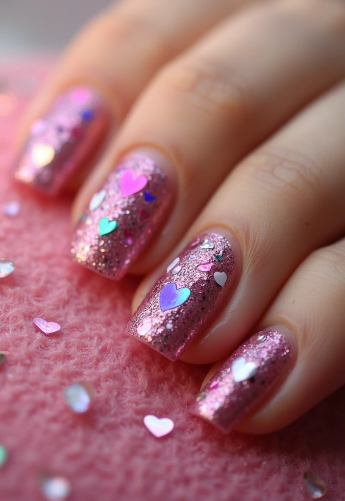 22 Creative Reflective Nail Art Ideas for 2025 That Will WOW Everyone! - 20. Reflective Love Notes