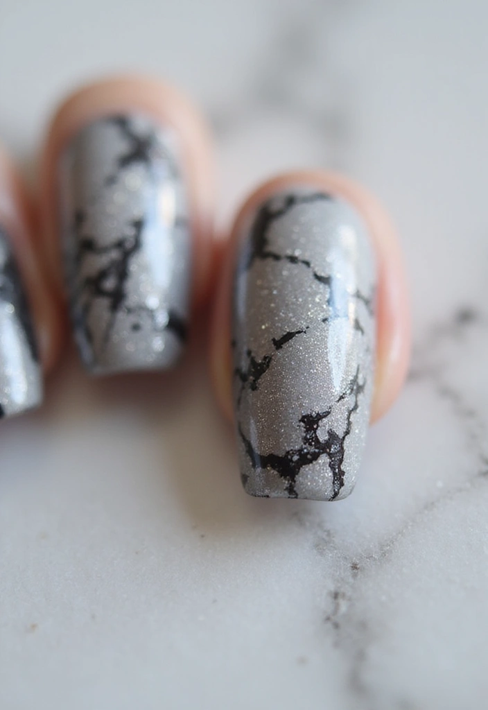 22 Creative Reflective Nail Art Ideas for 2025 That Will WOW Everyone! - 6. Reflective Marble Effect