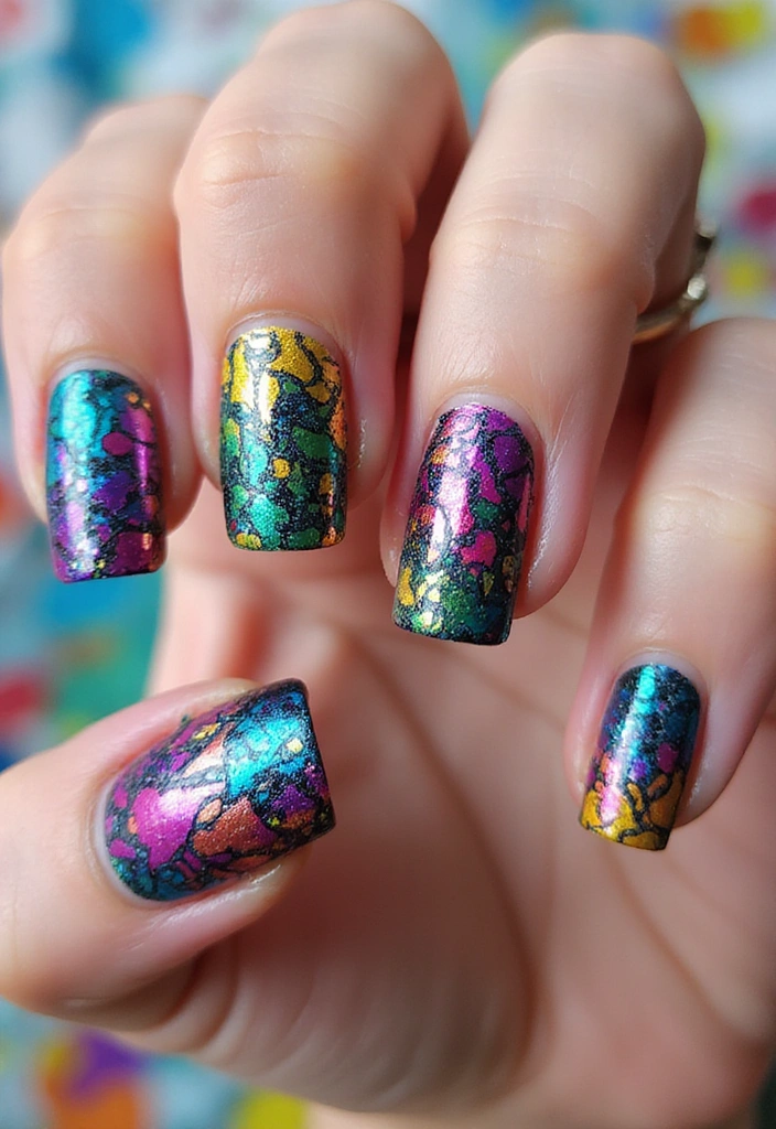 22 Creative Reflective Nail Art Ideas for 2025 That Will WOW Everyone! - 9. Reflective Abstract Art