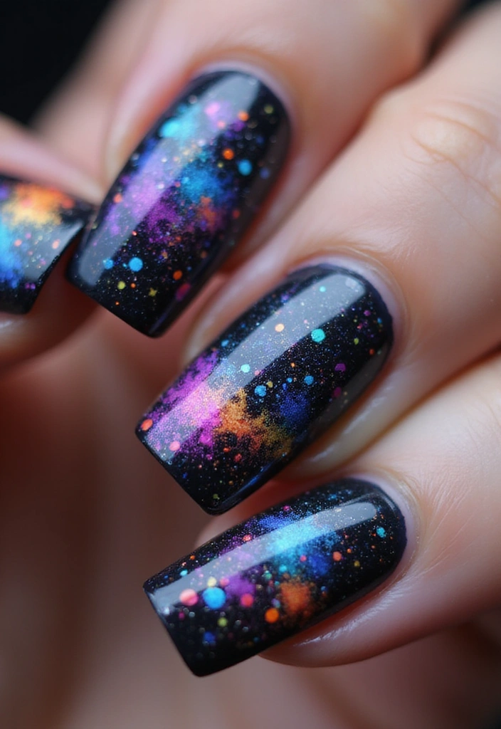 25 Dazzling Neon Nail Ideas for 2025 That Will Leave Everyone Staring! - 15. Neon Space Nails