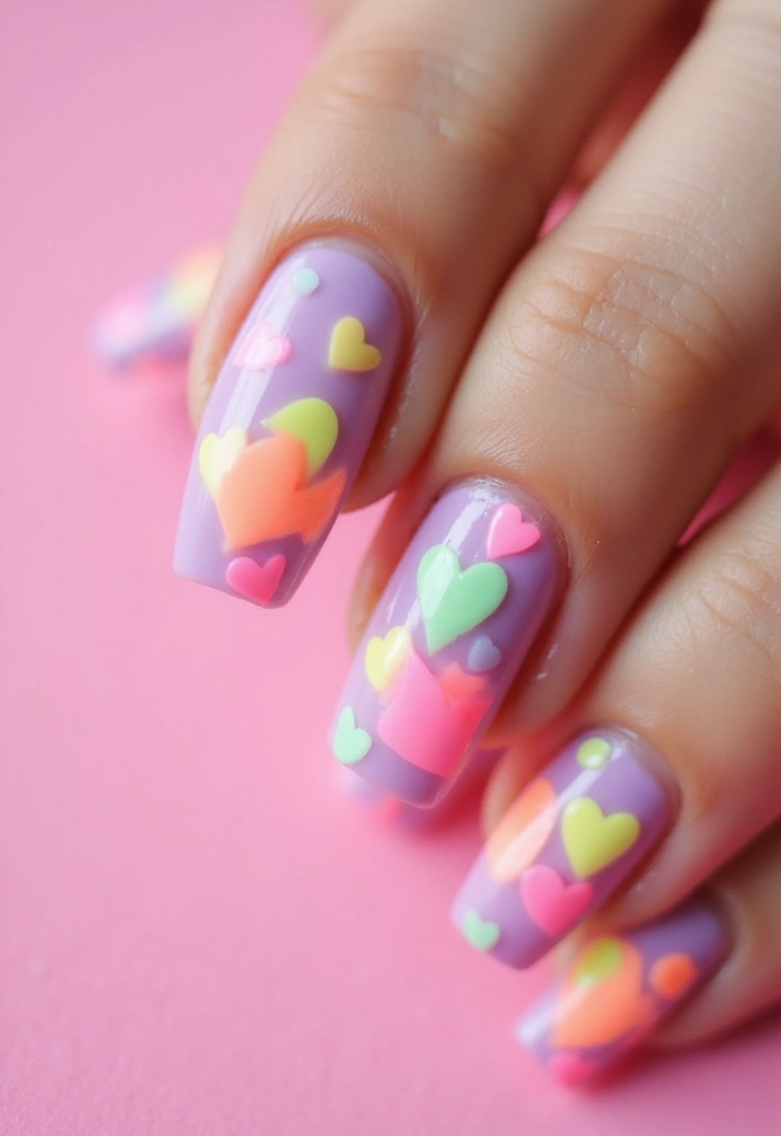 25 Dazzling Neon Nail Ideas for 2025 That Will Leave Everyone Staring! - 16. Neon Heart Nails