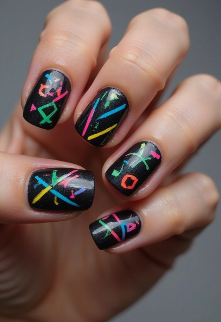 25 Dazzling Neon Nail Ideas for 2025 That Will Leave Everyone Staring! - 2. Neon Geometric Patterns
