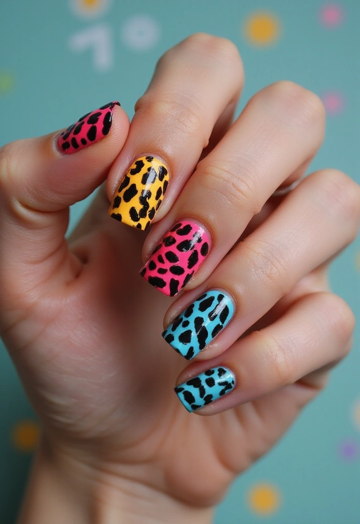 25 Dazzling Neon Nail Ideas for 2025 That Will Leave Everyone Staring! - 7. Neon Animal Prints
