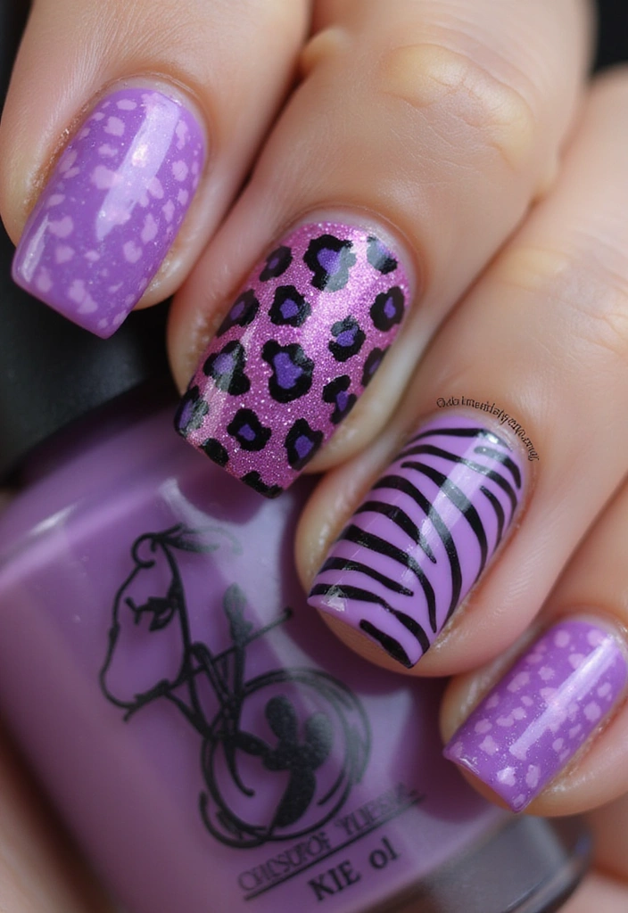 25 Stunning Purple Nail Designs You Need to Try (Your Friends Will Be Jealous!) - 10. Animal Print