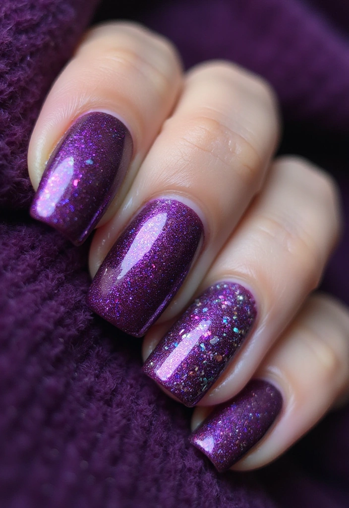 25 Stunning Purple Nail Designs You Need to Try (Your Friends Will Be Jealous!) - 3. Glitter Galore