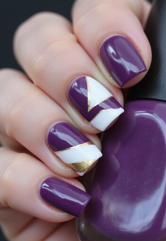 25 Stunning Purple Nail Designs You Need to Try (Your Friends Will Be Jealous!) - 4. Geometric Glam