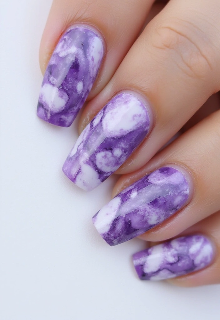 25 Stunning Purple Nail Designs You Need to Try (Your Friends Will Be Jealous!) - 5. Marble Magic