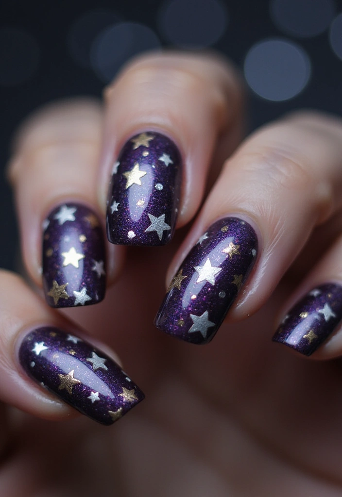 25 Stunning Purple Nail Designs You Need to Try (Your Friends Will Be Jealous!) - 8. Sparkling Stars