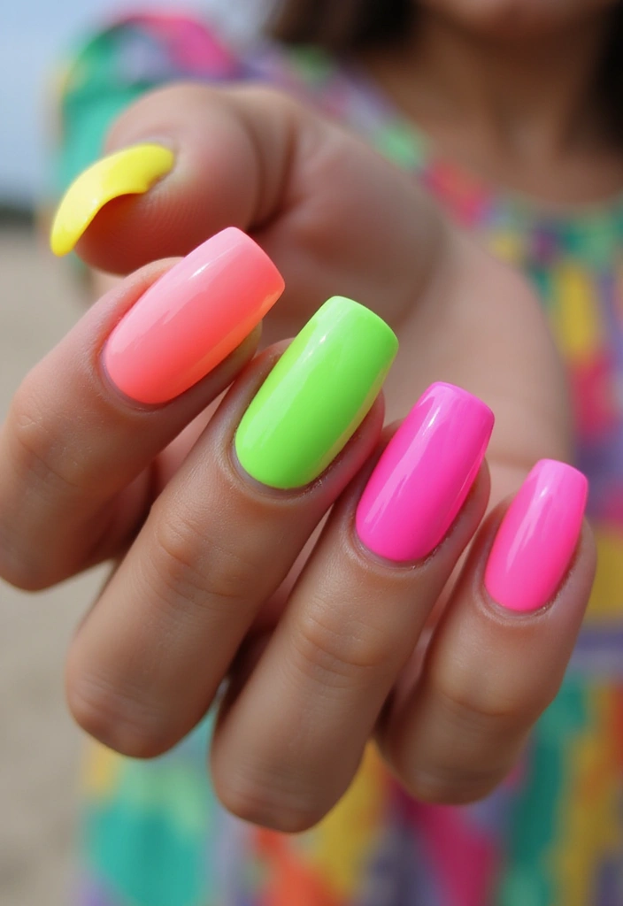 Discover 12 Hailey Bieber-Inspired Nail Looks That Will Make You the Trendsetter! - 12. Neon Nails