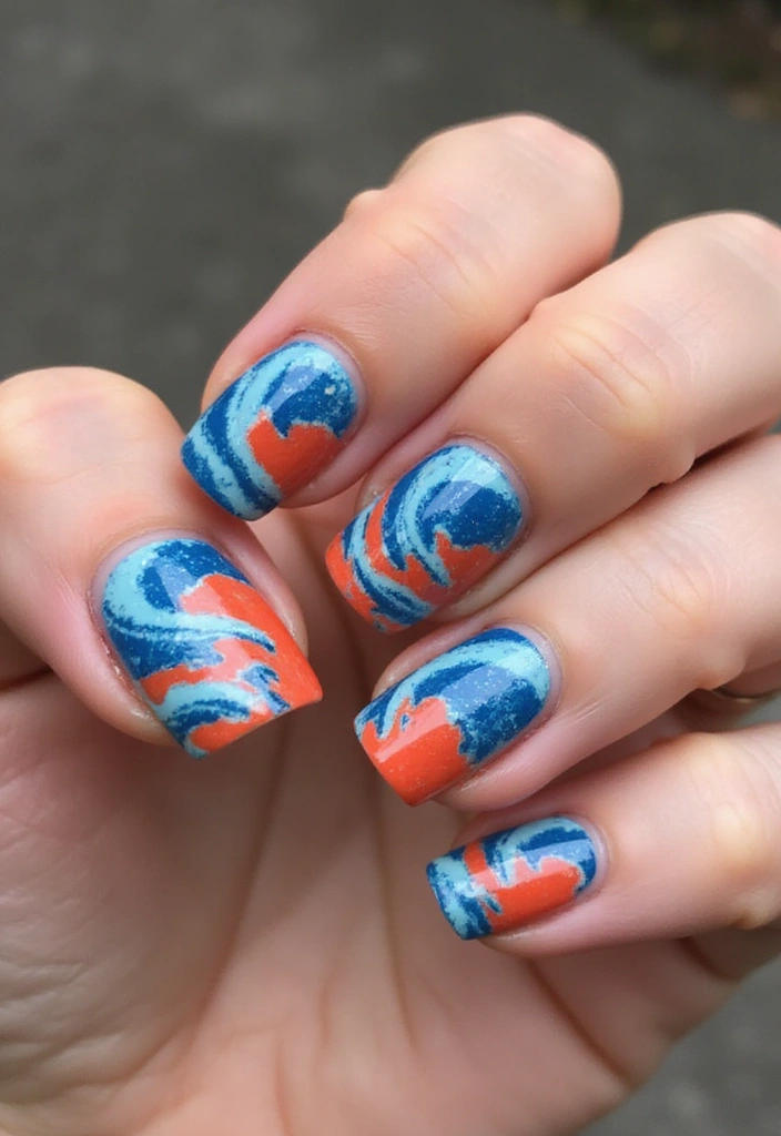 15 Stunning Orangey Red Nails You'll Want to Rock This Summer (Number 7 Is a Must-See!) - 10. Beach Waves