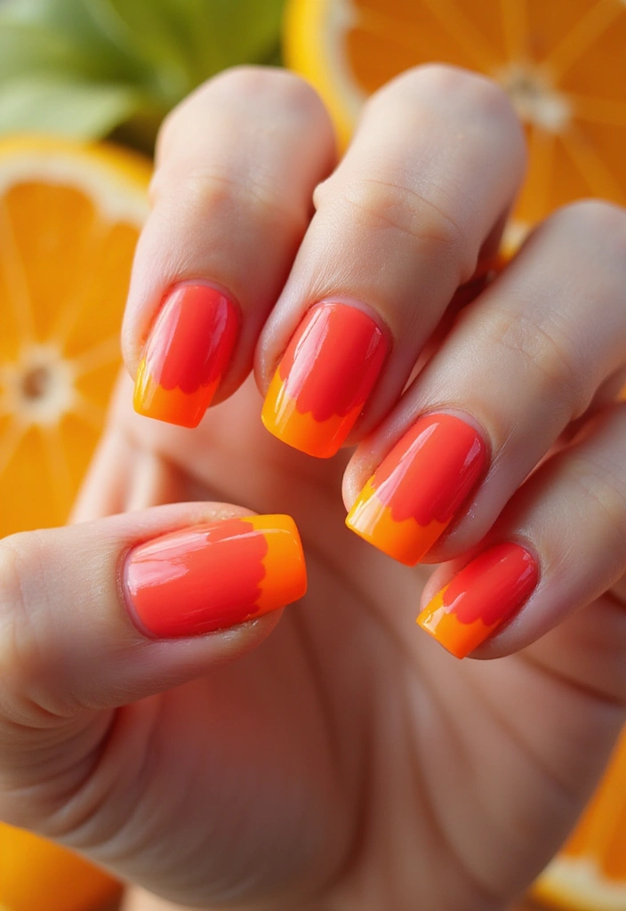 15 Stunning Orangey Red Nails You'll Want to Rock This Summer (Number 7 Is a Must-See!) - 11. Neon Tips