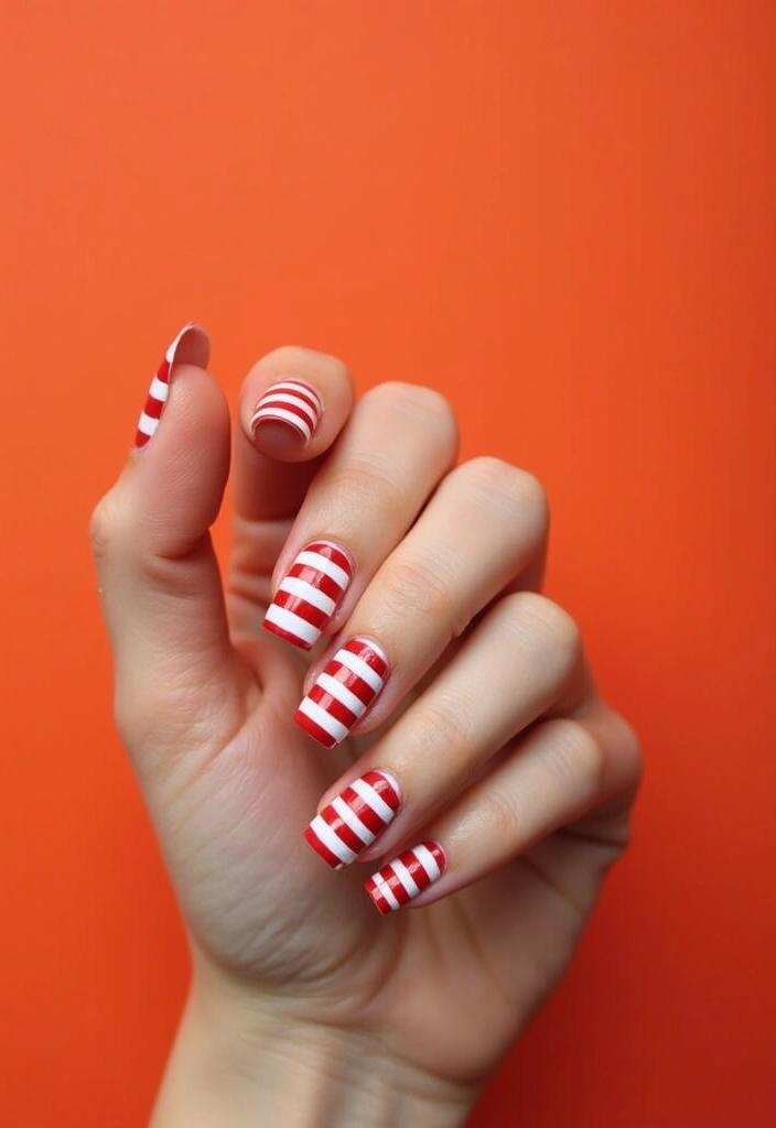 15 Stunning Orangey Red Nails You'll Want to Rock This Summer (Number 7 Is a Must-See!) - 13. Nautical Stripes