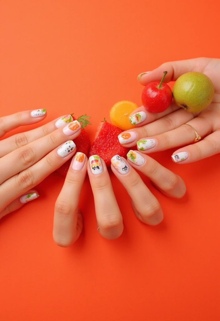 15 Stunning Orangey Red Nails You'll Want to Rock This Summer (Number 7 Is a Must-See!) - 15. Seasonal Fruit Art