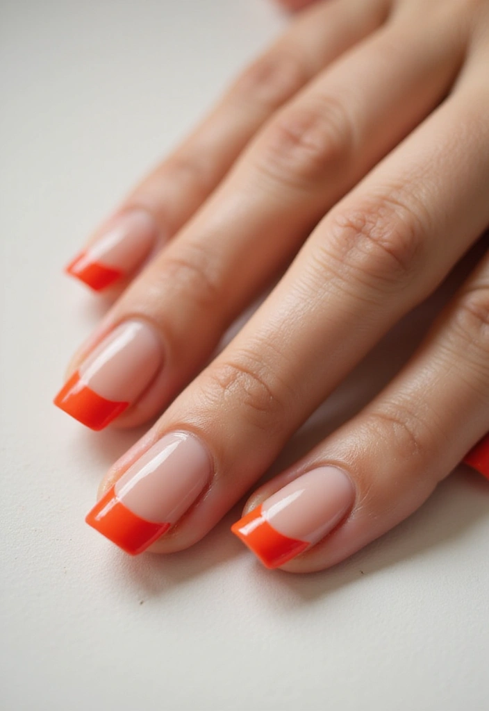 15 Stunning Orangey Red Nails You'll Want to Rock This Summer (Number 7 Is a Must-See!) - 5. Classic French with a Twist