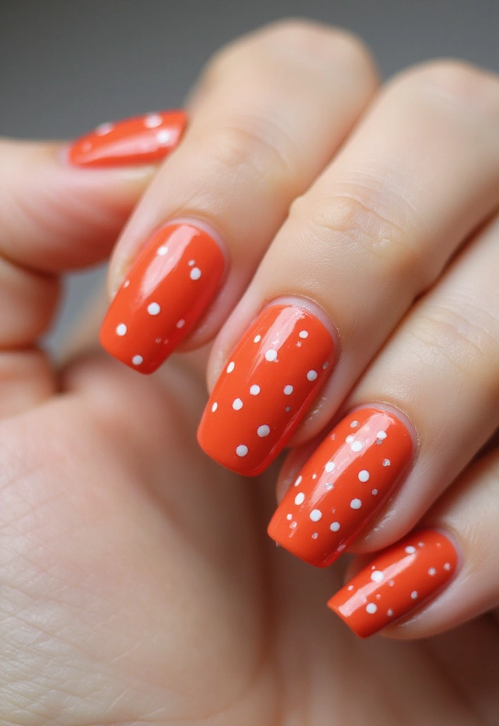 15 Stunning Orangey Red Nails You'll Want to Rock This Summer (Number 7 Is a Must-See!) - 6. Minimalist Dot Design