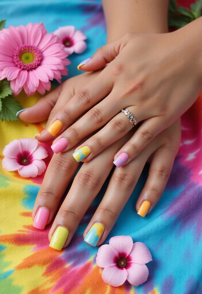 16 Summer Nails 2025 Designs That Are So Hot, They’ll Make You Want to Book a Vacation! - 11. Tie-Dye Fun