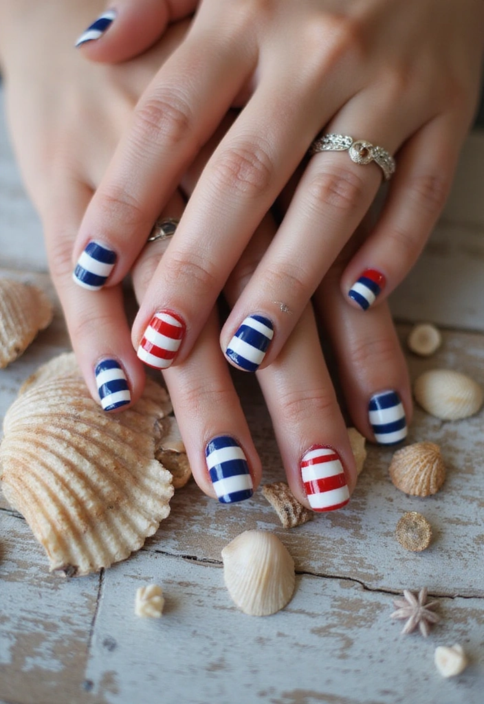 16 Summer Nails 2025 Designs That Are So Hot, They’ll Make You Want to Book a Vacation! - 5. Chic Nautical Stripes