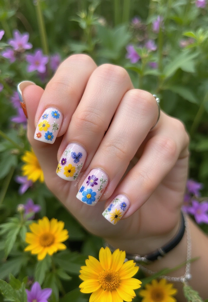 16 Summer Nails 2025 Designs That Are So Hot, They’ll Make You Want to Book a Vacation! - 7. Wildflower Accents
