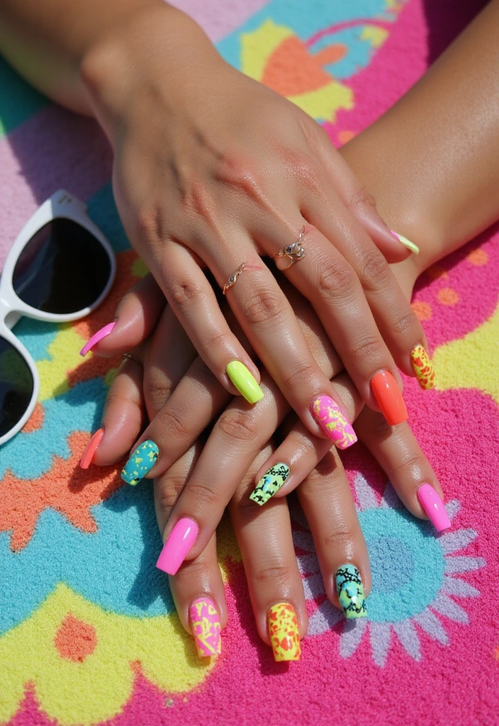 16 Summer Nails 2025 Designs That Are So Hot, They’ll Make You Want to Book a Vacation! - 8. Neon Pop