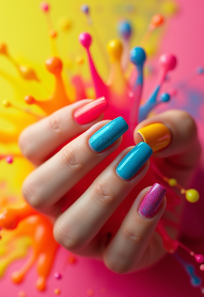20 Jaw-Dropping Nail Art Ideas You Can Totally Do at Home (Wait Until You See #8!) - 10. Neon Splash