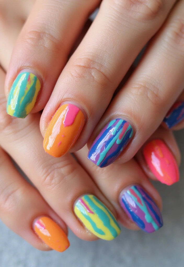20 Jaw-Dropping Nail Art Ideas You Can Totally Do at Home (Wait Until You See #8!) - 8. Rainbow Drip Effect (You’ll Love This One!)