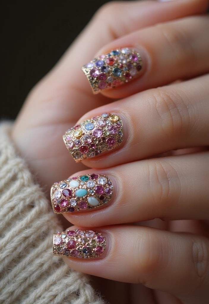 20 Uñas Tendencia que Están Arrasando Este Año (Te Sorprenderá el #5!) - 14. Uñas con Piedras Preciosas