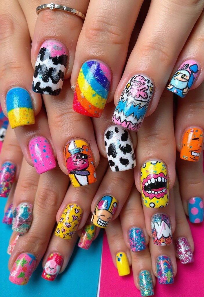 20 Uñas Tendencia que Están Arrasando Este Año (Te Sorprenderá el #5!) - 17. Uñas de Arte Pop