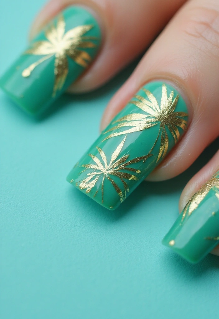 20 Vibrant Summer Nail Designs That Will Make Your Friends Green with Envy! - 1. Tropical Vibes with Palm Leaves