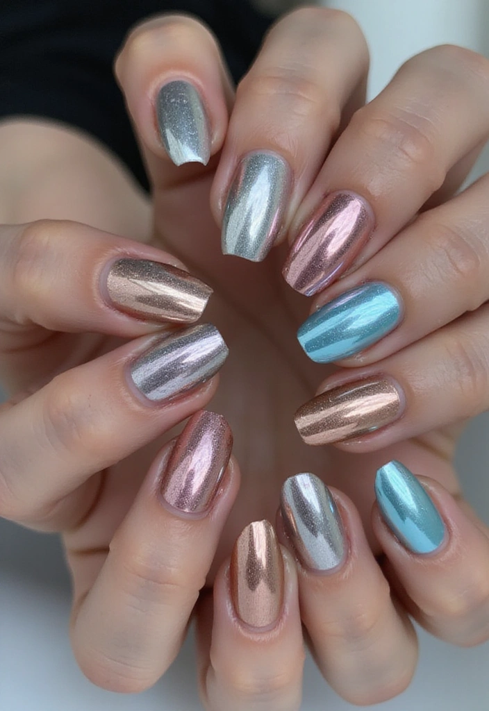 20 Vibrant Summer Nail Designs That Will Make Your Friends Green with Envy! - 11. Metallic and Chromatic